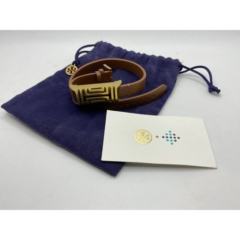 Tory Burch Fitbit Flex Double Wrap Leather Bracelet Bark Aged Gold